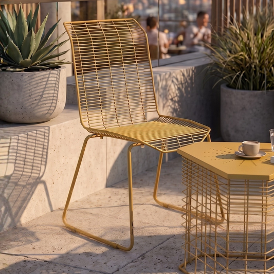Petra Dining Chair in Honey yellow Colour