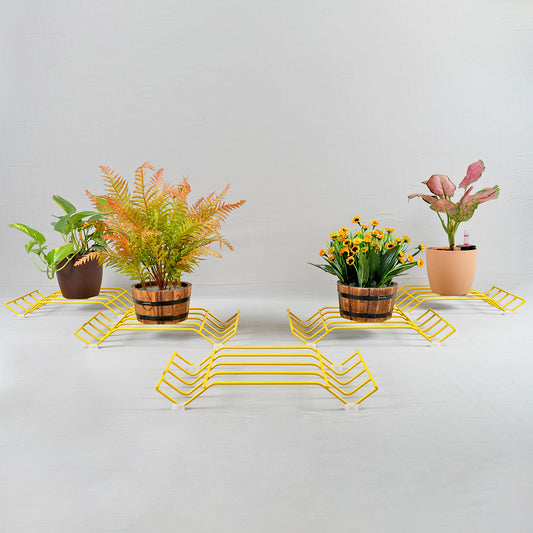 Yellow Cocos plant stand for 5 pots