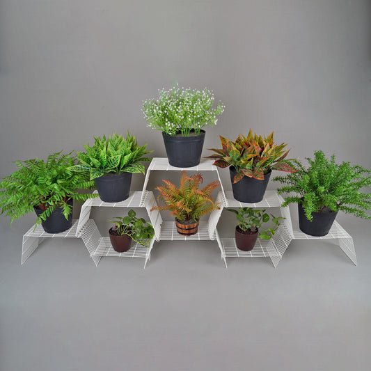 White Grandis Large plant stand for 8 pots