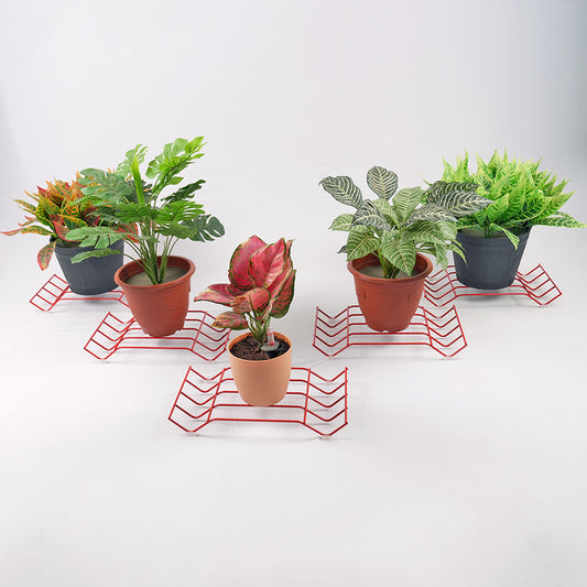 Red Cocos plant stand for 5 pots