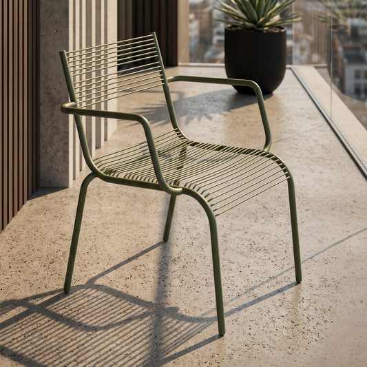 Aaria Arm chair for dining in Olive green colour