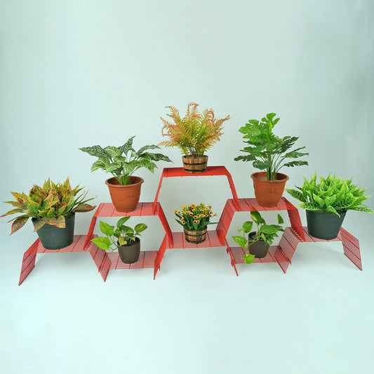 Red Grandis Large plant stand for 8 pots
