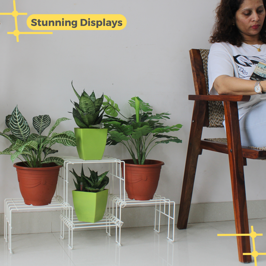 White Moso Plus plant stand for 4 pots