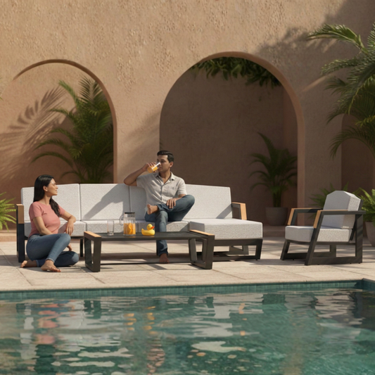 Frame Series Sofa Set - L Shape Sofa | 2 single seater Sofa | Center table