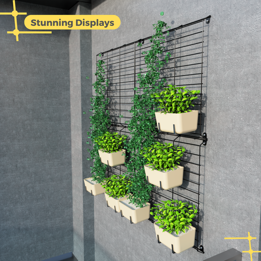 Black Grellis Grid Wall Mounted Plant stand (Set of 4)