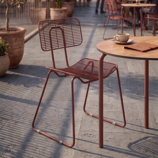 Pebble dining chair in Oxide red colour