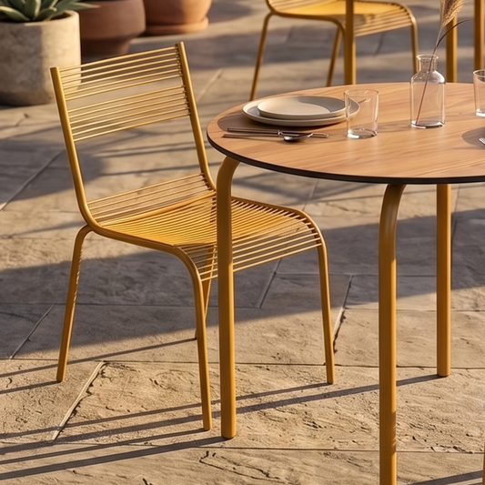 Aaria chair for dining in Honey yellow colour