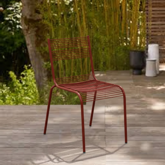 Aaria chair for dining in Oxide red colour