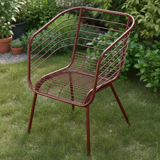 Cirro arm chair for dinning in Oxide red colour