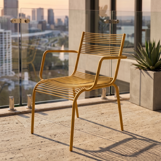 Aaria Arm chair for dining in Honey yellow colour