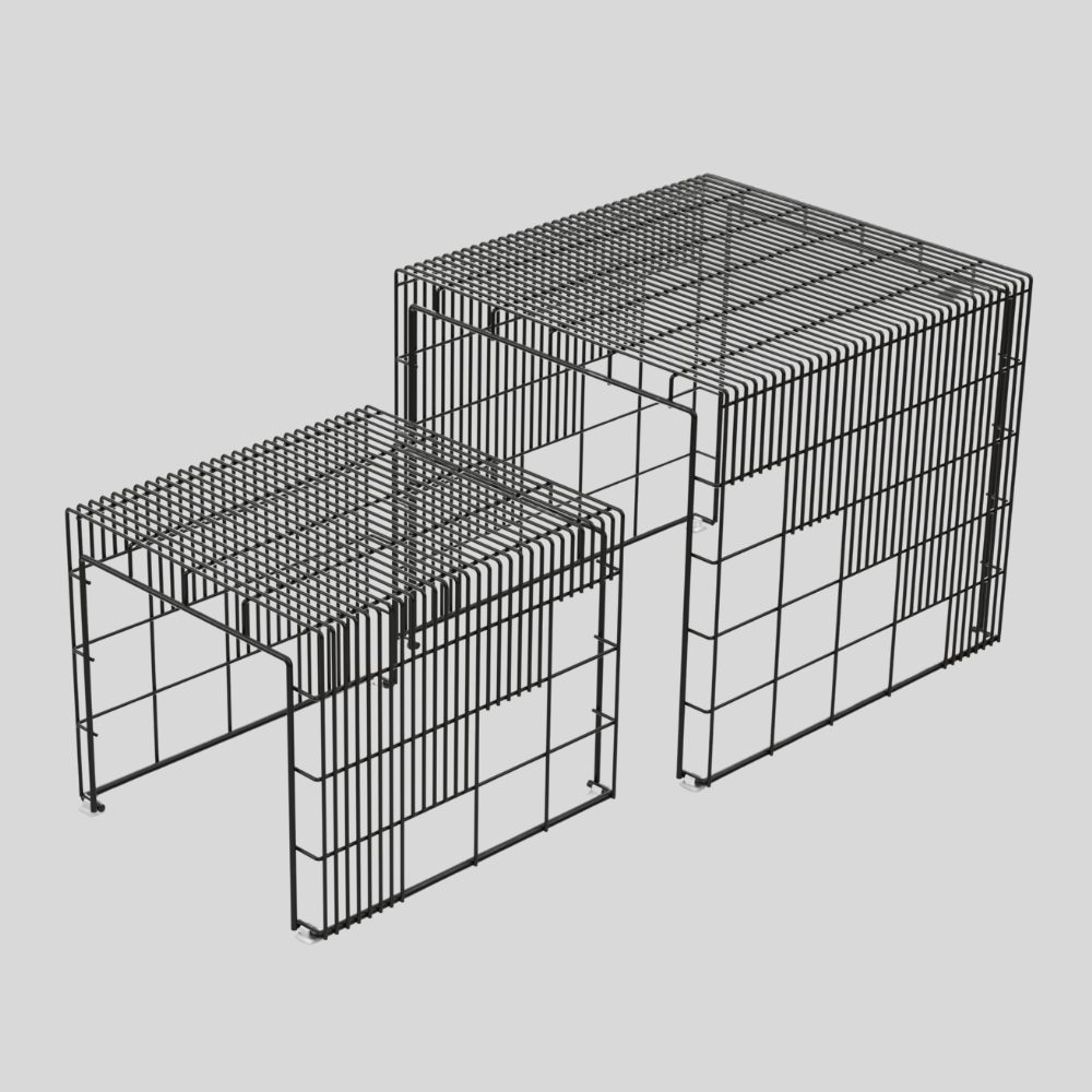 Cubo Centre Table, Set Of Two Nesting Tables All Black Colour