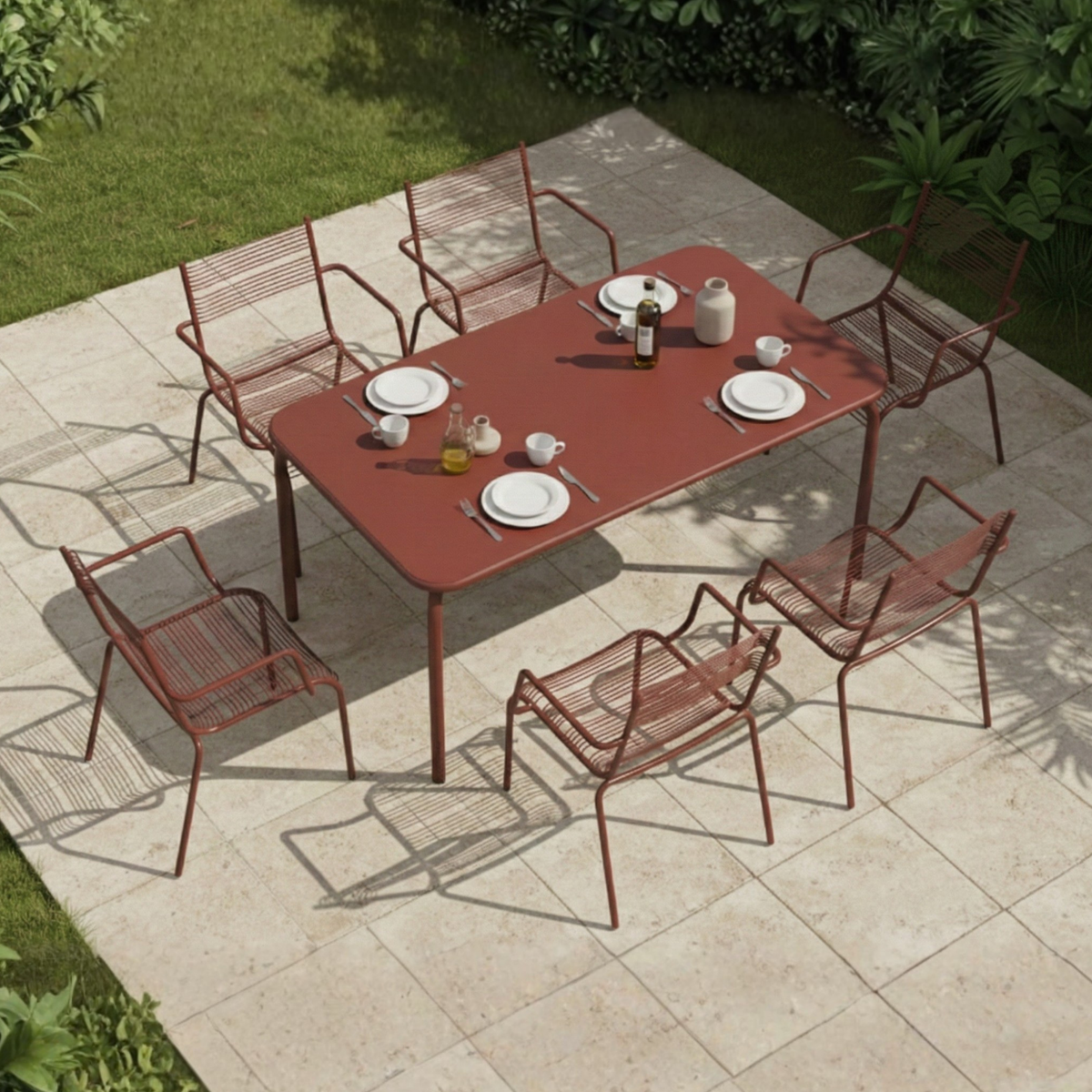 Solido 6 seater Dining Table With Metal Top