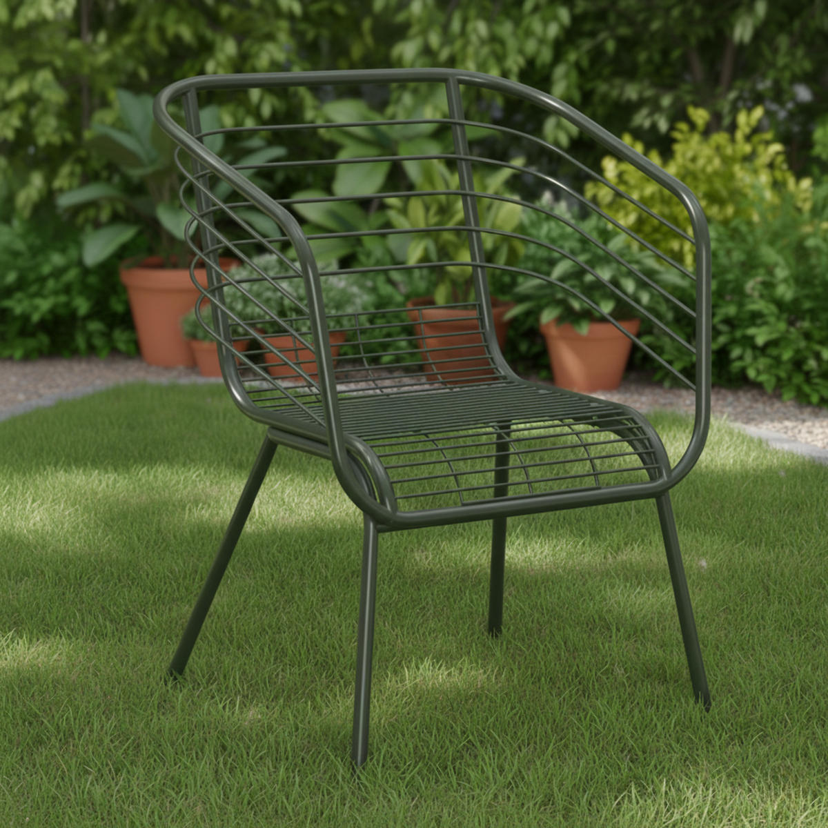 Cirro arm chair for dinning in Olive green colour