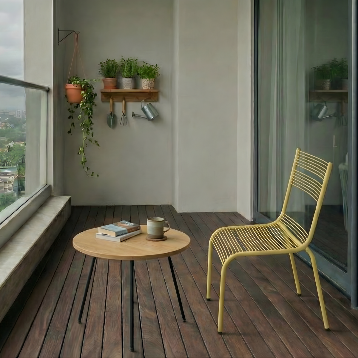 Aaria chair for dining in Honey yellow colour