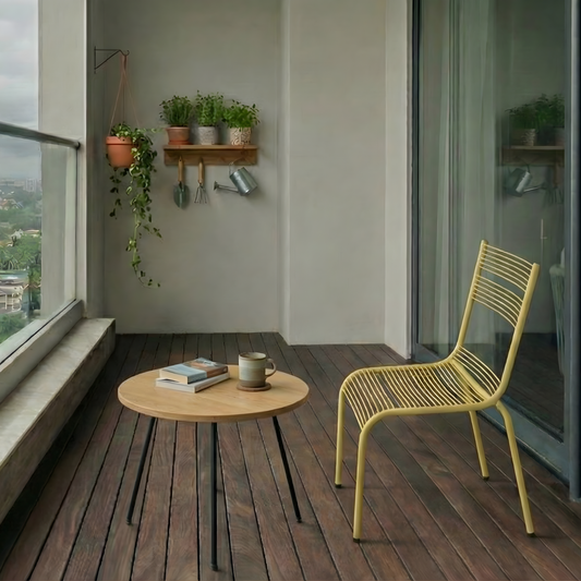 Aaria chair for dining in Honey yellow colour