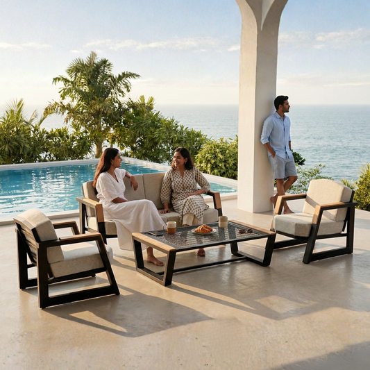 Frame Series Sofa Set - Two Seater Sofa | 2 single seater Sofa | Center table