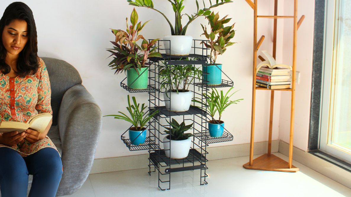 White Shorea Plus tall plant stand