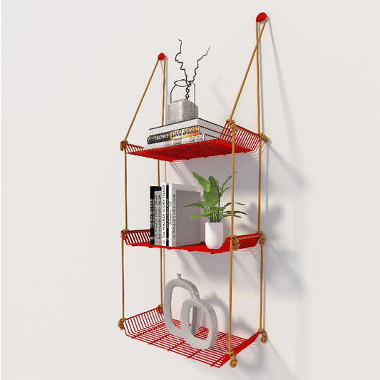 Red weebill 3 tier wall shelf