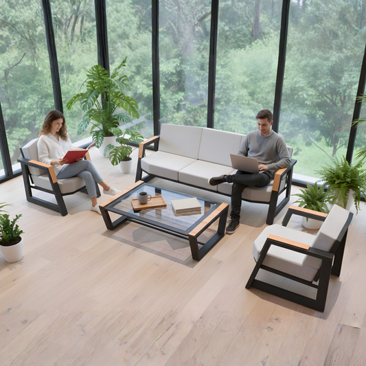 Frame Series Sofa Set - Three Seater Sofa | 2 single seater Sofa | Center table