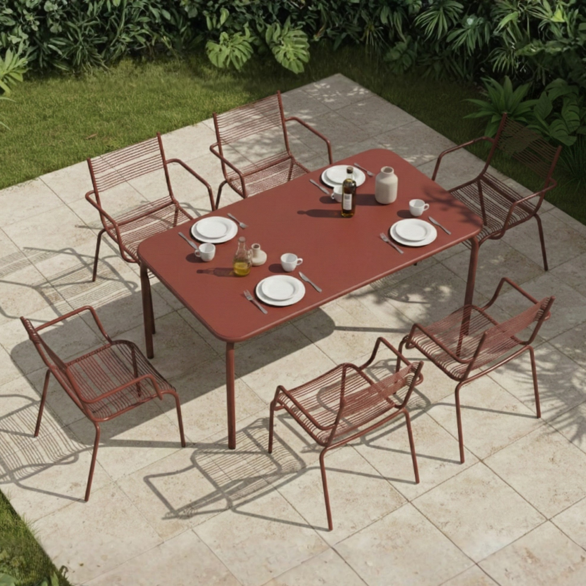 Aaria Arm chair for dining in Oxide red colour