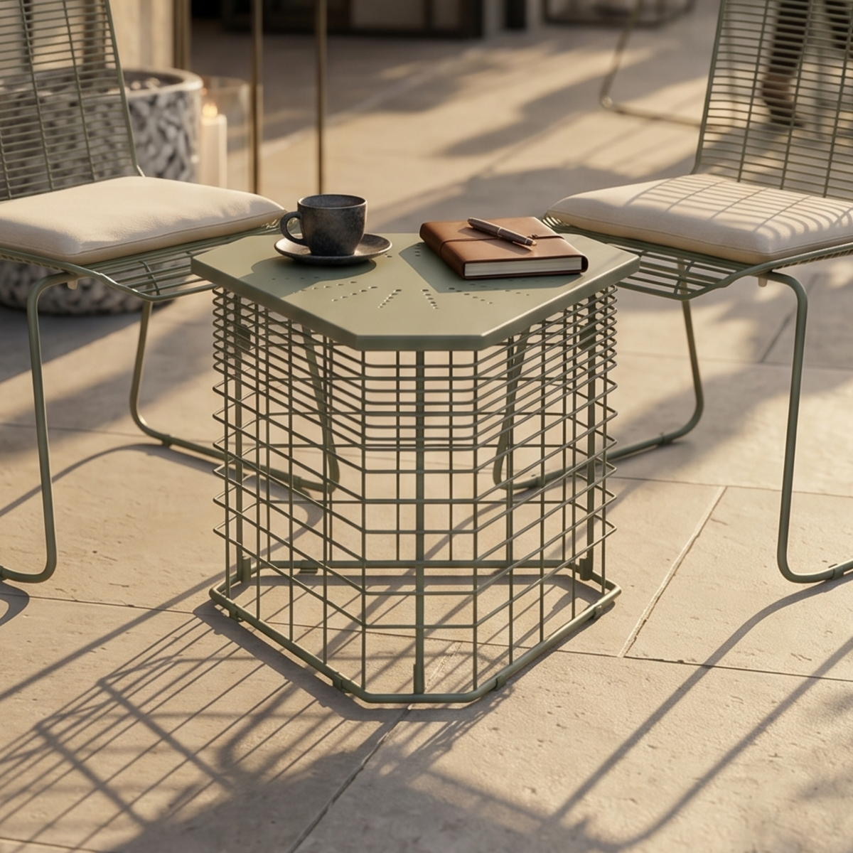Petra Coffee Table/ Side Table in Olive green Colour
