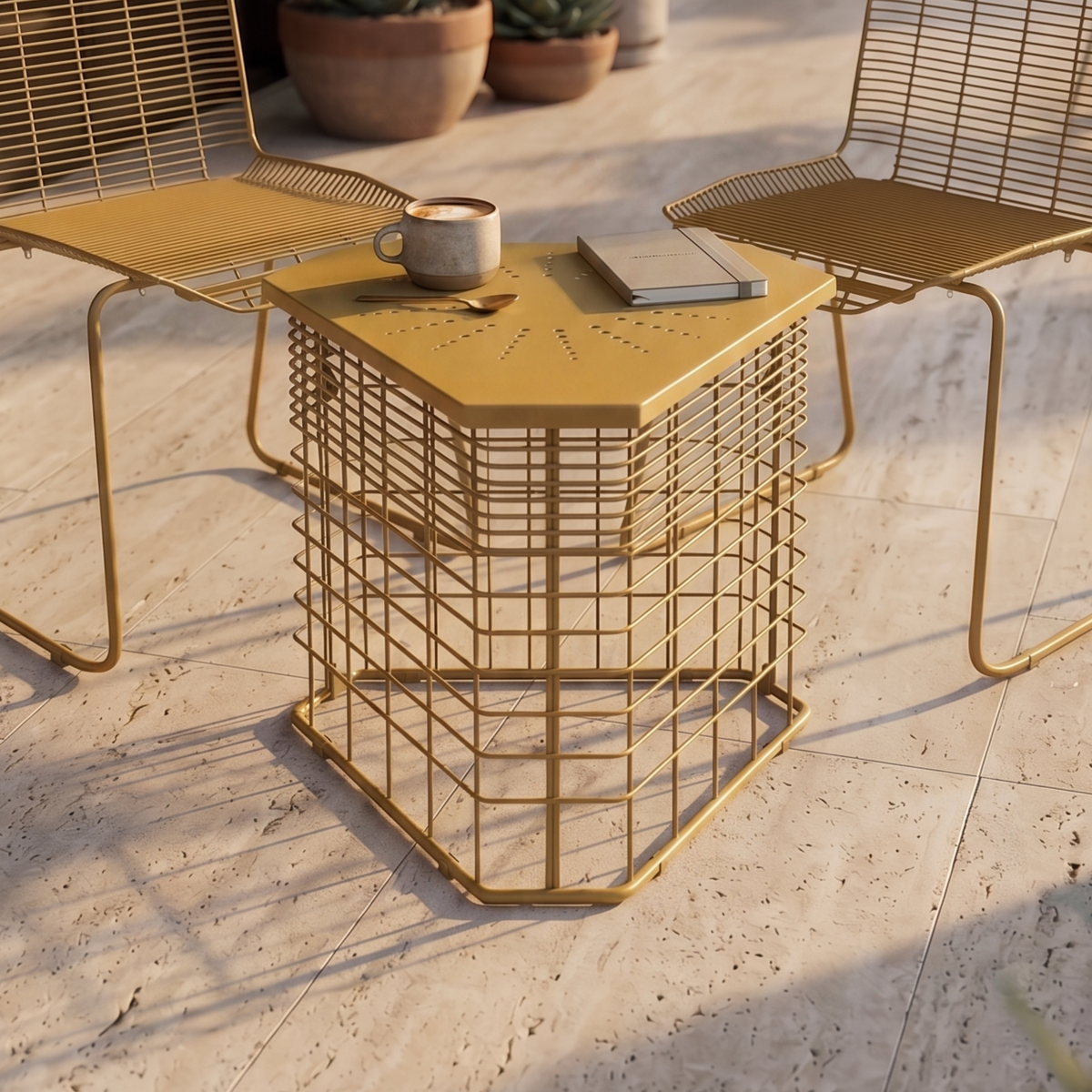 Petra Coffee Table/ Side Table in Honey yellow Colour