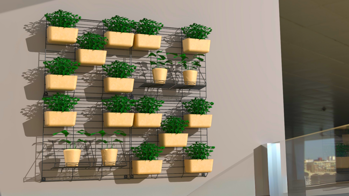 White Grellis Grid Wall Mounted Plant stand (Set of 2)