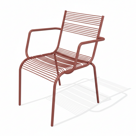 Aaria Arm chair for dining in Oxide red colour