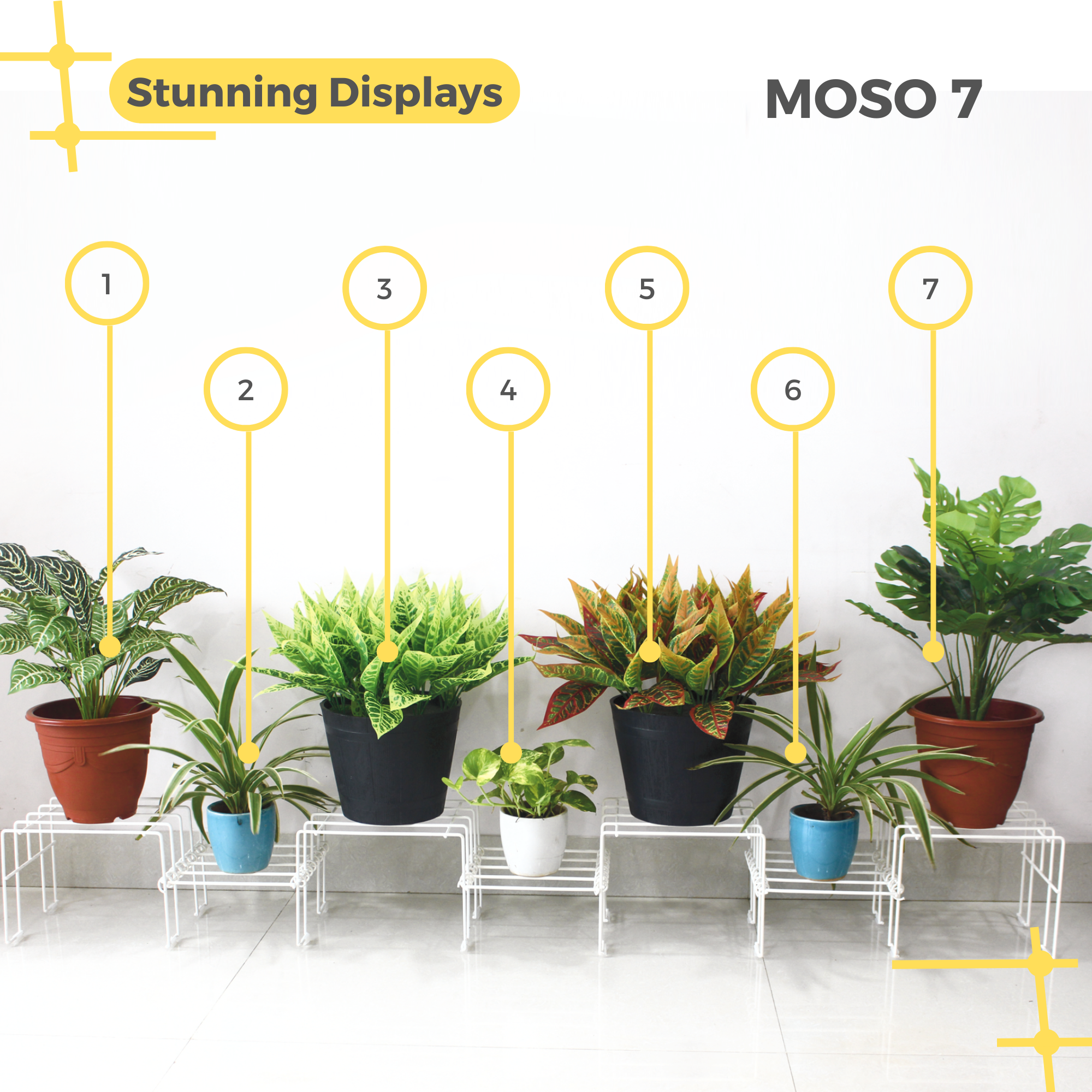 White Moso plant stand for pots - Main Image