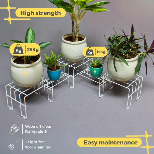 White Moso Corner plant stand for 5 pots