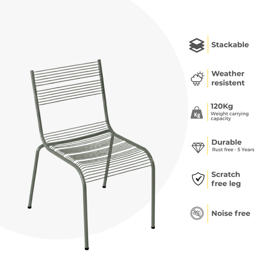 Aaria chair for dining in Cement gray colour