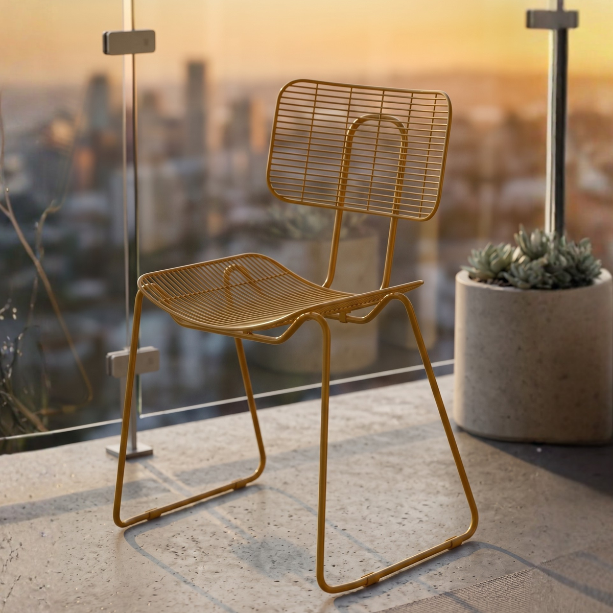 Pebble dining chair in Honey yellow colour