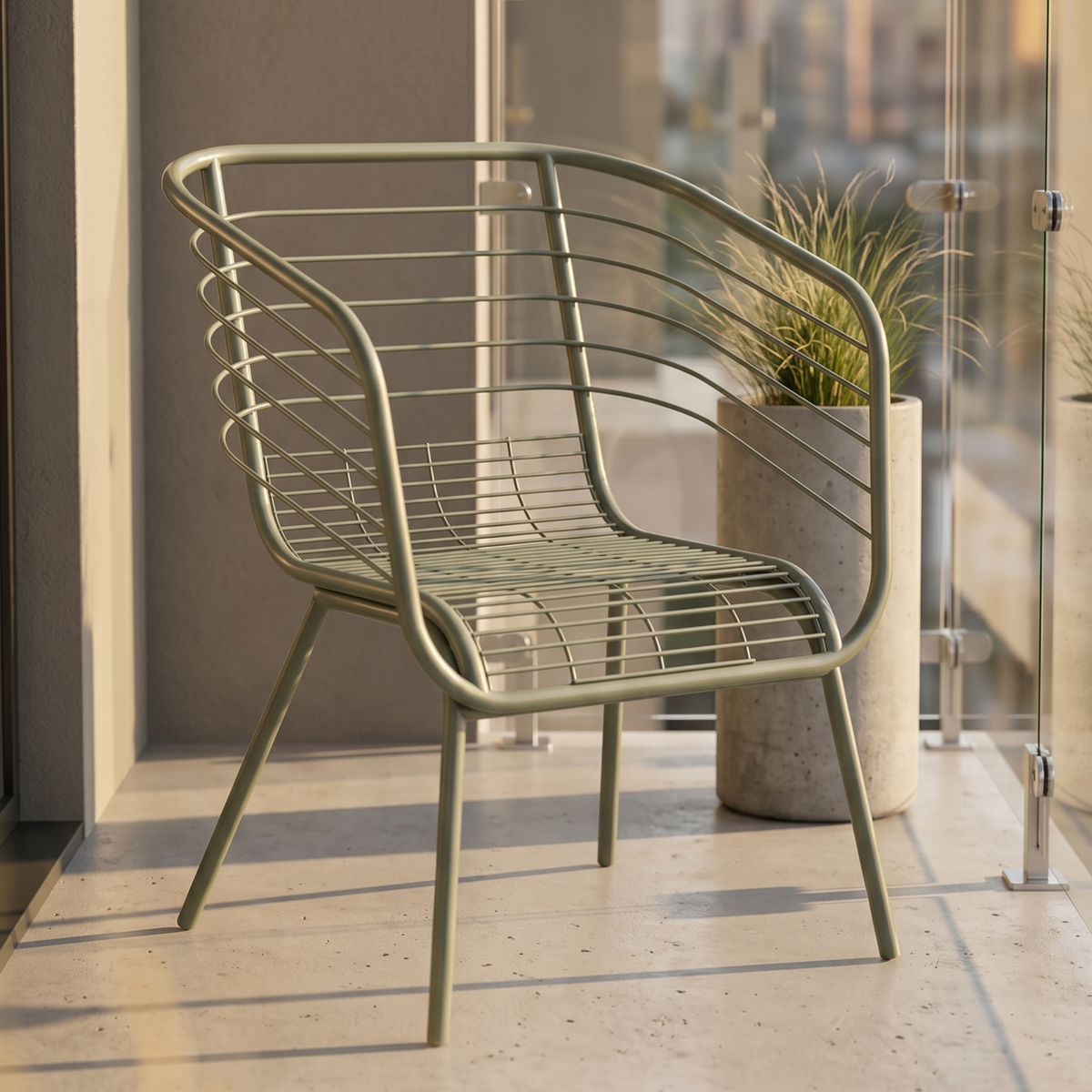 Cirro arm chair for dining in Cement gray colour