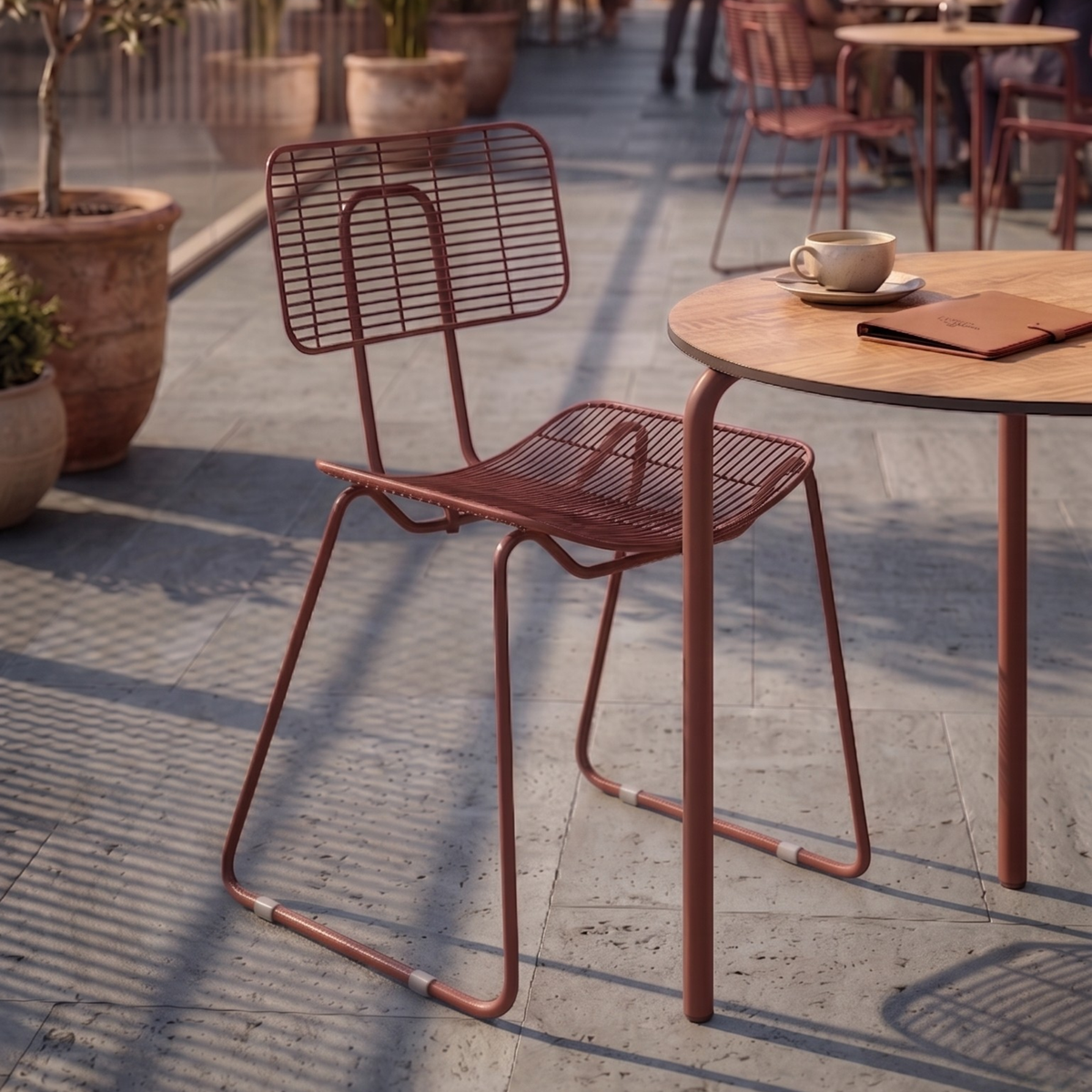 Pebble dining chair in Oxide red colour