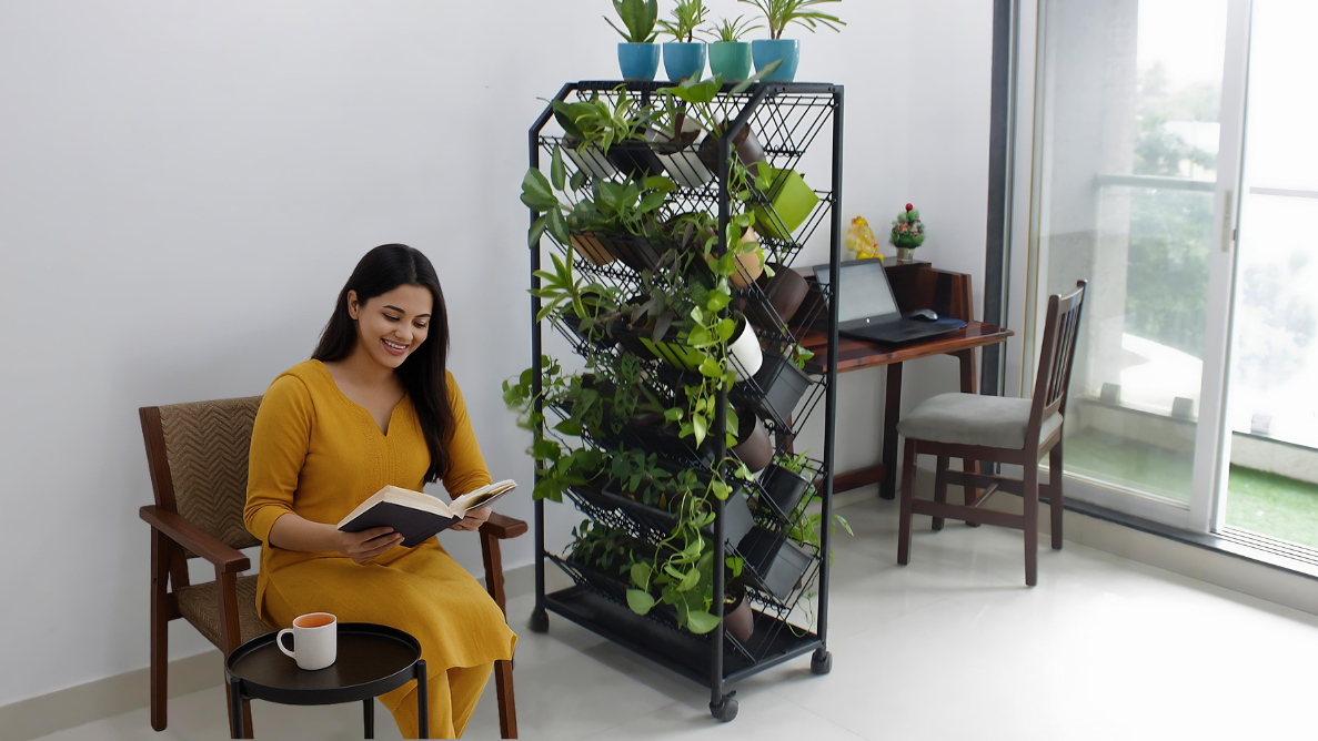 Black Greenest Multiple Tiered Two Sided Plant Stand
