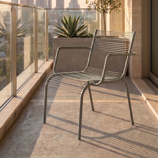 Aaria Arm chair for dining in Cement gray colour